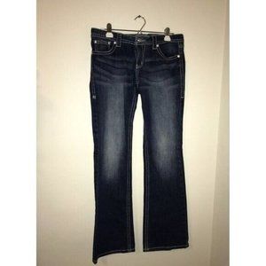 a n a  Blue Jeans Women 12 30x31 Bling Bedazeled Flap Pockets Boot Cut